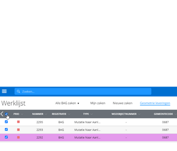 Massamutatie BAG-GEO vanuit de werklijst
